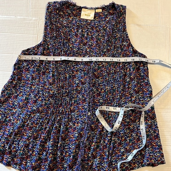Anthropology Maeve-M-multicolored, V-neck, sleeveless, button down, top/blouse. - Picture 11 of 13
